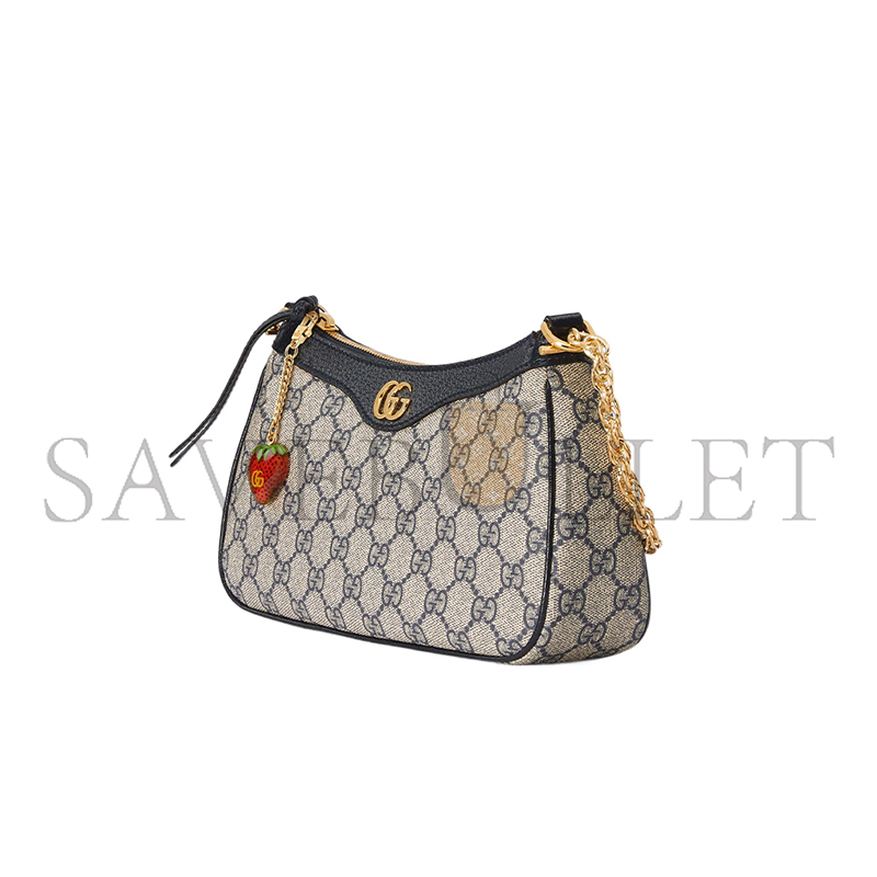 GUCCI OPHIDIA GG SMALL HANDBAG BEIGE BLUE 735132 (25*15.5*6cm)